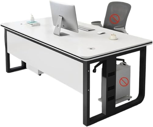 VoyageViewエグゼクティブデスク。環境に優しく健康的なE1グレードのボードを使用。防水加工、ケーブルホール付き。耐熱性と耐傷性に優れ、U字型スチール脚は頑丈で耐久性があり、耐震性と耐変形性に優れています。プライバシースクリーンと調節可能なフットスツ