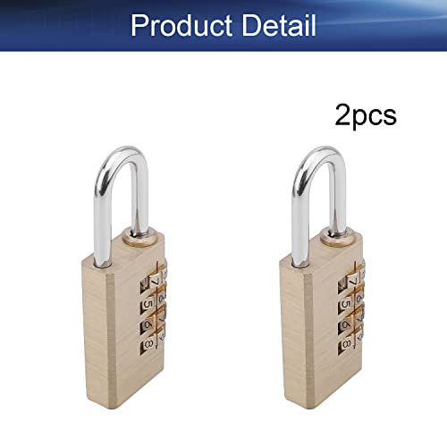 Image of 4 Digit Combination Padlock Solid Brass Padlock Heavy Duty Combination Lock Big 4 Rounds for Indoor and Outdoor Small Safety Luggage 2Pcs