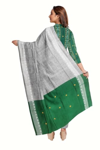 Image of Odisha Sambalpuri Handloom Cotton Dupatta with weaving and Ikat woven border from the Weavers of Odisha Temple Border & Stole For Girls & Women (Multicolor 20, 2.5 Meter)