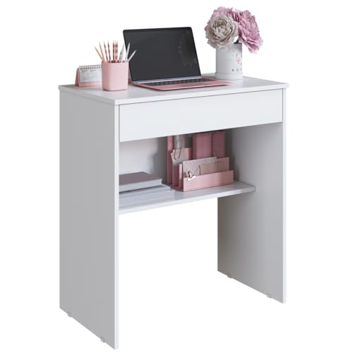 Escrivaninha Estudo e Trabalho – Mesa Compacta com Gaveta para Quarto ou Escritório | Móveis Bonatto (Branco)