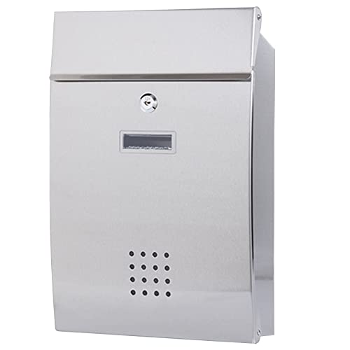 Wall Mounted Letterbox, Letter Boxes Outside, Wall Mount Mailbox, Nordic Weather Proof Stainless Steel Mail Manager with Accessories& Viewing Window, Parcel Storage Box, Easy Installation