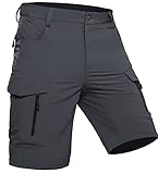 Wespornow Herren Shorts mit 7 Taschen Schnelltrocknend Wanderhose Kurz Cargo Bermuda Chino Kurze Hosen Stretch Outdoor Trekking Wandern MTB Sommer Männer Hose Wandershorts Leichte(DKGrau, L)
