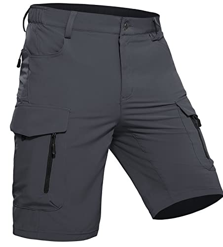 Wespornow Herren Shorts mit 7 Taschen Schnelltrocknend Wanderhose Kurz Cargo Bermuda Chino Kurze Hosen Stretch Outdoor Trekking Wandern MTB Sommer Männer Hose Wandershorts Leichte(DKGrau, L) Cover