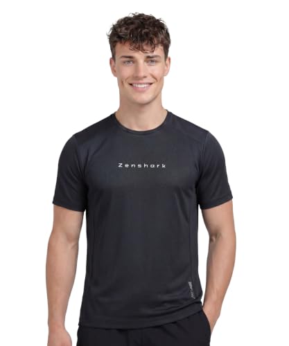 Image of ZENSHARK Gym T-Shirt for Men| Dry Fit Workout Sports T-Shirt | Quick Dry Breathable Polyester Fabric with Half Sleeve Round Neck | Running Gym Wear Active Wear for Training