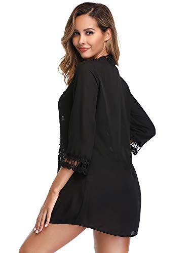 Miyang Women's Floral Lace Beach Bikini Swimwear Cover-Up, Black, Small(Us Size 4-8) #TOP1