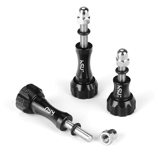 HSU Vis de caméra d'action, vis à Oreilles et clé en métal en Aluminium pour GoPro Hero 12/11/10/9/8/7/6/5/4/3 (Noir)