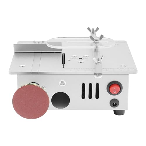 Mini sega circolare da tavolo, 96 W, con levigatrice a nastro e 4 lame, lama da 0,1 – 15 mm, regolabile in altezza, portatile, multifunzione, per modellismo, artigianato, sviluppo hobby