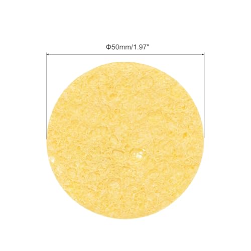 Image of MECCANIXITY 15PCS Soldering Sponge 50mm Round Deep Yellow Cleaning Pad Welding Tip Iron Replacement for Cleaning Soldering Iron 2mm Natural Thickness 11mm Water Absorption Thickness