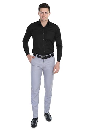 Image of Men's Stretchable Solid Plain Formal Trousers - Regular Fit Stylish Pants for Office & Party, Fashionable Dress Trousers for Men
