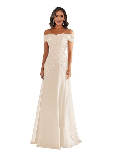 Off Shoulder Mother of The Bride Dresses with Sleeves Long