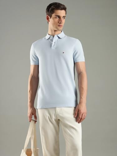 Image of Tommy Hilfiger Solid Regular fit Cotton Polo t-Shirt