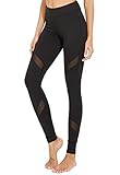 FITTOO Legging de Sport Femme Pantalon Yoga Collant Tulle Sexy Taille Haute Amincissant Pour Fitness Course Gym Jogging