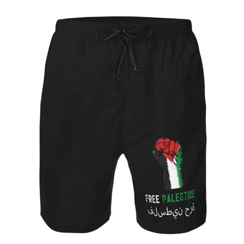 Free Palestine Men's Casual Board Shorts - Elastic Waist Drawstring Swim Trunks Swimwear Bathing Suits,4
