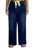 Eytino Womens Plus Size Wide Leg Jeans,3X Blue