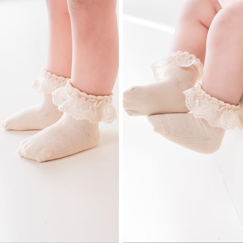 Mini angel Baby Girl Socks Infant Toddler Ruffle Eyelet Lace Socks Girls Ruffle Sock Seamless Princess Frilly Sock for Kids4