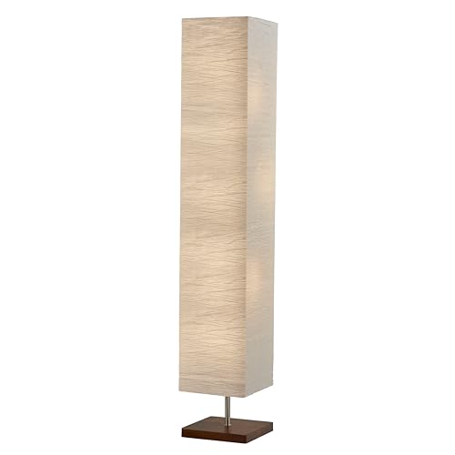 Adesso Three Light Floor Lamp – Natural Wood Base &
