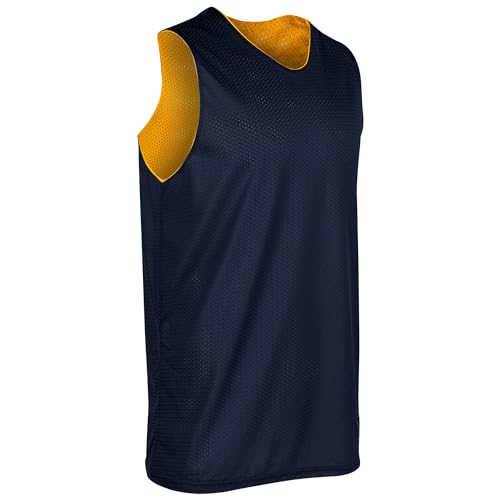 CHAMPRO Unisex-Youth Zone Reversible Basketball Jersey, Navy, Gold, Medium