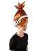 HPO Adult Women's Animated DJ Troll Orange Wig with White Costume Earphones, Synthetic Soft Fiber hair, Perfect for your next Festival and Holiday Party!