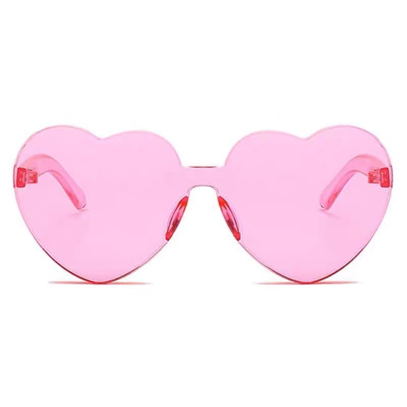 1 pc Pink Heart Sunglasses Rimless Heart Shaped Glasses Candy Sunglasses for Women Colored Party Favors， Eyewear Accessories3
