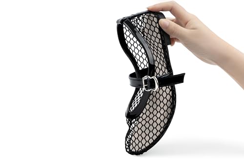 Samilor Mesh Ballet Flats for Women Buckle Strap Round Toe Mesh Flats Fishnet Flats with Strap Casual Ballerina Shoes3