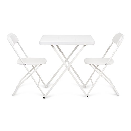 Newstorm Aruba Set Mesa Y Dos Sillas Plegables, Blanco/Gris Oscuro