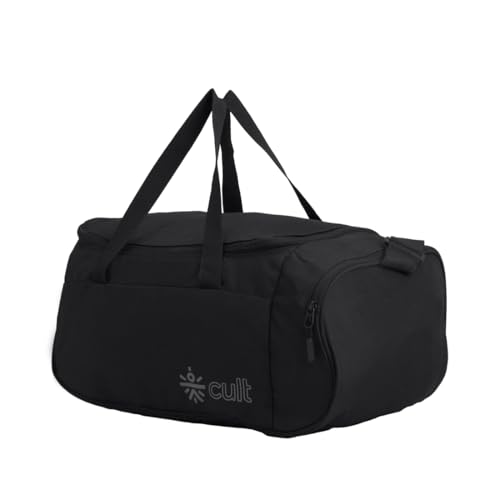 Image of Cult 25 Litre Gym /Duffle Bag for Men & Women - Water-Resistant Sports & Travel Bag with Spacious Main Compartment, Side Mesh Pocket, Durable Zippers & Adjustable Shoulder Strap - Black