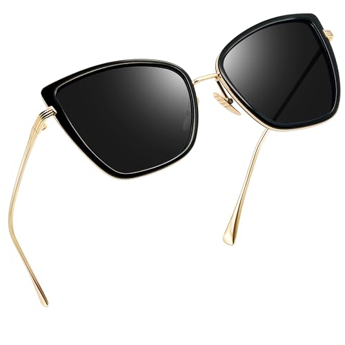 Joopin Oversized Cateye Sunglasses Fashion Cat Eye Sun Glasses UV400 Trendy Becky Shades for Women Ladies Sunnies (Black Simple Packaging)