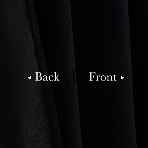 Image of Black Blackout Velvet Curtains 96 inches Long Back Tab Thermal Insulated Theater Curtains Heavy Privacy Drapes for Living Room Sliding Door Office, W100 x L96, 1 Panel