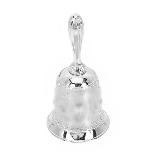 CHUANGOU Campana Mano，Campana de Mano Clásica，para La Escuela, Recepción Cena Servicio De Hotel Decora Hogar.（Plata）
