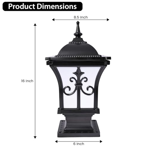 Image of GIGAWATTS ‎TRISHUL Outdoor Gate Light - 101% Rust & Waterproof Die-Casting Aluminium Exterior Piller Lamp Base Mount for Garden, Boundary Walls & Home Entrances (B22 Holder, Bulb Not Included, Black)