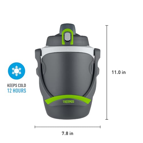 Image of Thermos 64 oz Hydration Bottle with Flip‑Up Spout, Foam Insulation, Carry Handle & Locking Lid, Half‑Gallon Water Jug for Sports, Workouts & Outdoor Use, Charcoal