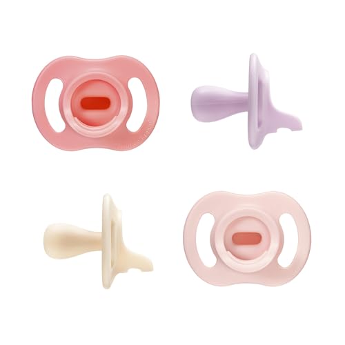 Tommee Tippee Sucette Ultra-légère Toujours en Place, 0-6 Mois, Lot de 4, Tétine Orthodontique, Conception Monobloc en Silicone