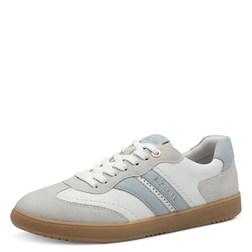s.Oliver Damen Sneaker flach mit Schnürsenkeln Freizeit, Mehrfarbig (White/Blue), 38 EU