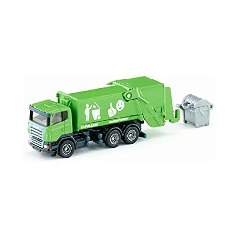 Siku 1890, Bin Lorry, 1:87, Metal/Plastic, Green, Tiltable Collecting Area, Large Accessory Waste bin Cover