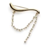 [ジュエルボックス] JewelVOX ブローチ ストールピン レディース 安全ピン ウェーブ メタル ライン パール レディース 大人 (ゴールド)