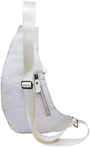 Miniatura 4 de Hebetag Bolso bandolera de cuero casual para hombres y mujeres, #00blanco, Mochila cruzada de moda para el pecho