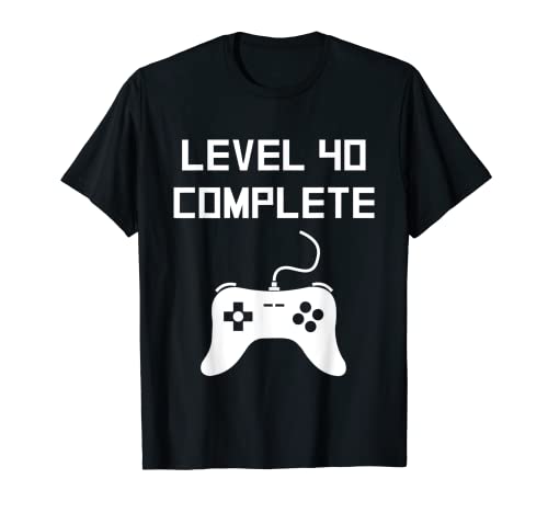 Level 40 Camiseta completa de videojuegos divertidos con 40 cumpleaños Camiseta