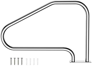 Goplus Pool Hand Rail, Easy Mount Hand Grab Handrail, Stainless Steel Swimming Pool Stair Rail w/Base Plate (34