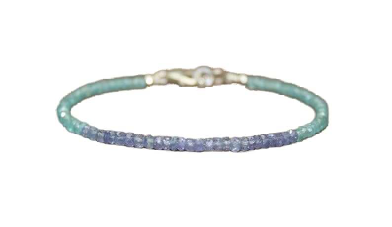 Bracelet tanzanite et apatite en argent 925 facetté main pour femme et homme