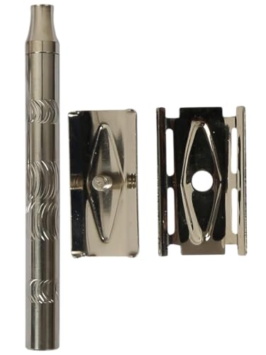 Image of Classic Double Edge Safety Razor, Stainless Steel Handle, Engraved Pattern, Polished Finish