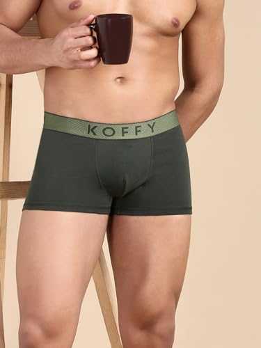 Image of KOFFY Men's Cotton Lycra Mini Trunks with 4-Way Stretch | Wrinkle-Resistant | Ultra-Soft Elastic I 2X Absorbent