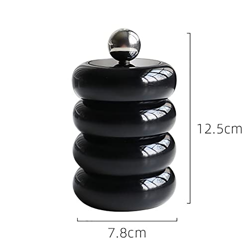 Tissting Qtip Holder Dispenser 7.8 x 12.5cm/3.07 x 4.92 inches Black Resin Cotton Swab Storage Container - Image 2