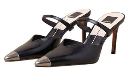 Dolce Vita Kanika Midnight Crinkle Patent Pointed Cap Toe Slip On Stiletto Pumps