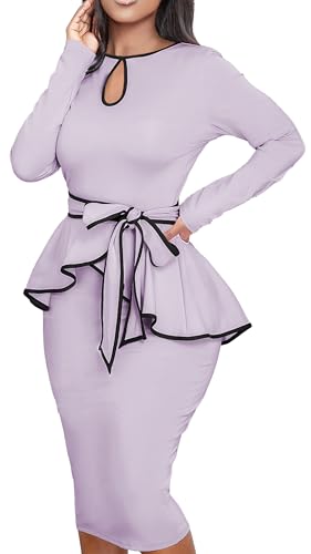 Image of Women's Bodycon Vintage Dresses Elegant Peplum Dresses for Women Business Work Office