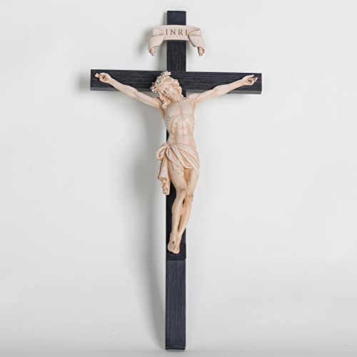 BC BUILDCLASSIC Crucifix Wall Cross Catholic Gifts Crosses Wall Decor 16 inches H Resin (Bone Beige)