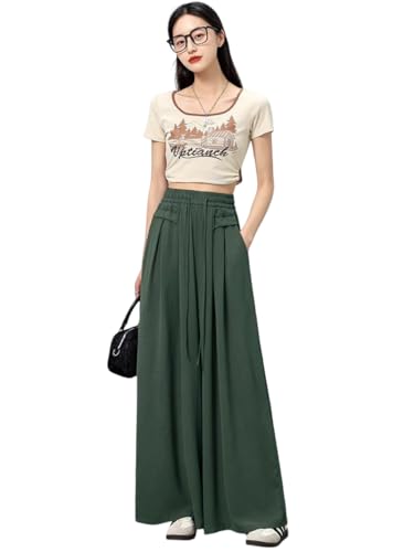 Image of KOTTY Women's Solid|Drawsting|Front Pocket|Wide Leg Style|High Rise|Casual Pant