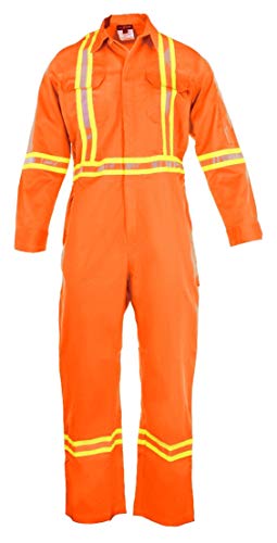 Flame Resistant FR High Visibility Hi Vis Coverall - 88% C/12% N (Large, Navy Blue)