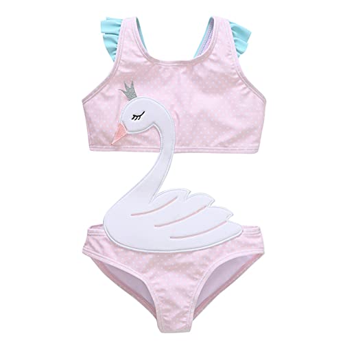 Toddler Kids Baby Girl Bikini Set Swimwear Sleeveless Cartoon Beach Set Beach Swimsuit Bathing Suits Summer Beach Outfit Pink