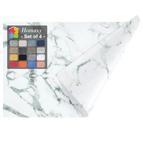 Homaxy PU Faux Leather Placemats for Dining Table, Set of 4, Marble