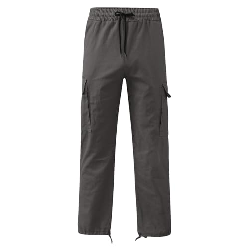 Mens Cargo Pants Drawstring Casual Hiking Pants Multi Pockets Causal Solid Athletic Pant Outdoor Trousers4